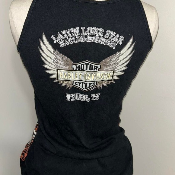 Harley-Davidson Women's Black Tank Top Bandana Paisley Bling Y2K Biker - Picture 3 of 5